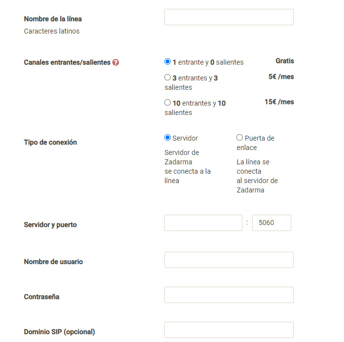 conectar linea externa en zadarma paso 2