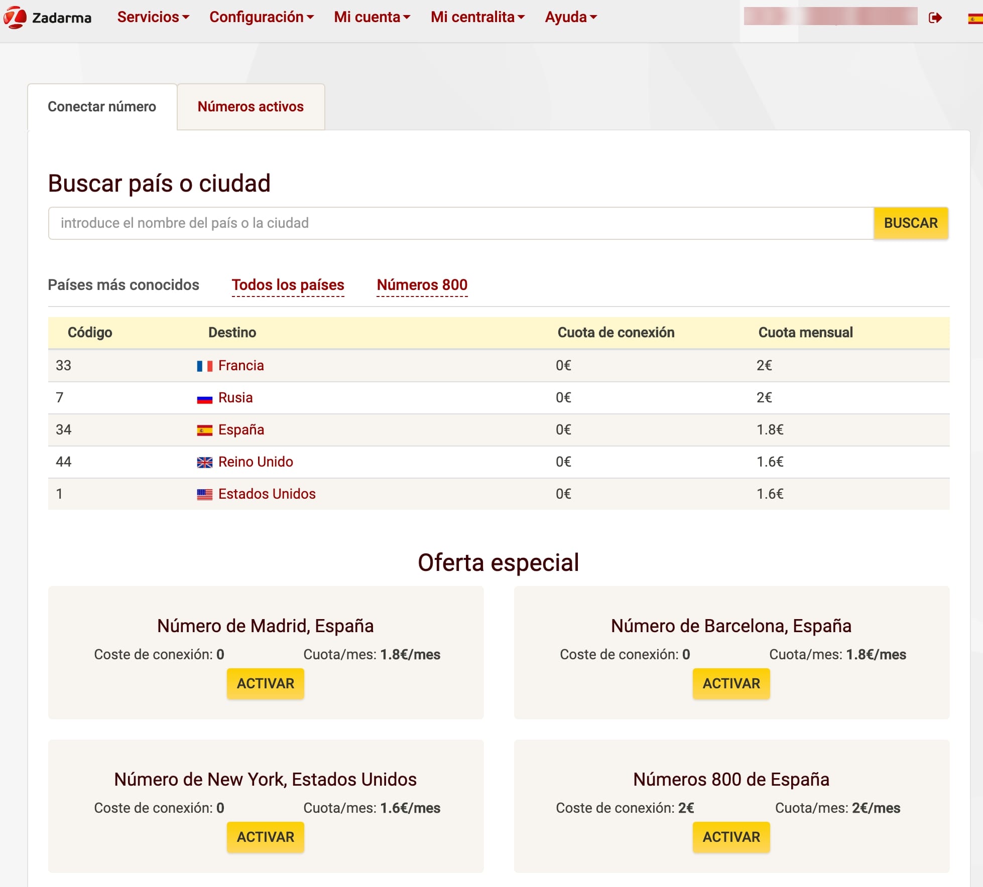 elgir numero virtual en Zadarma