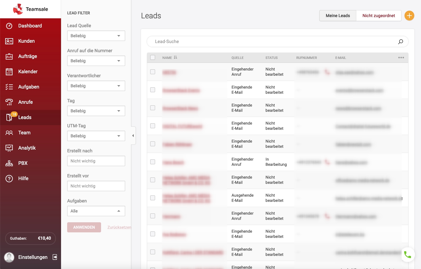 Teamsale CRM Tasks
