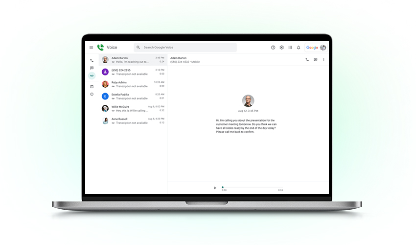 Envoyer un message dans Google Voice