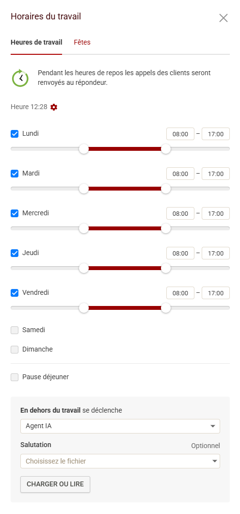 Horaires de travail