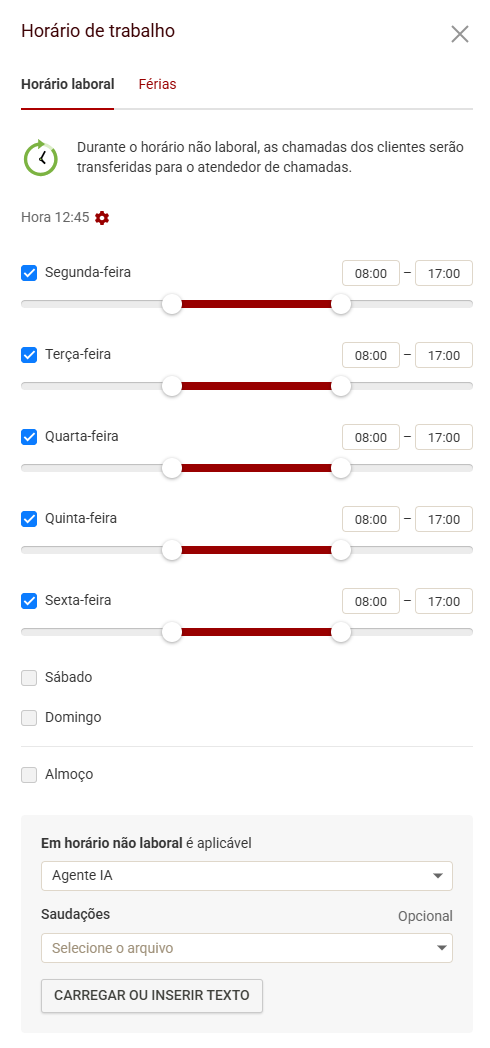 Horário de trabalho