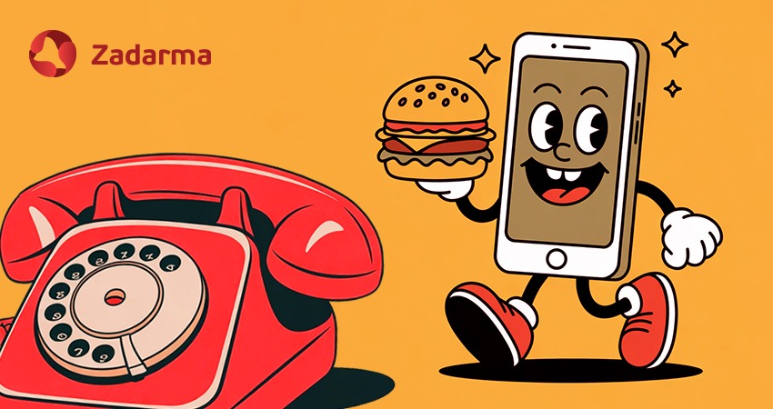 A telephone and a burger