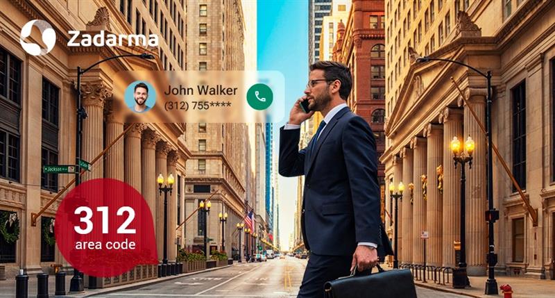 Men is talking on the phone while walking in Chicago