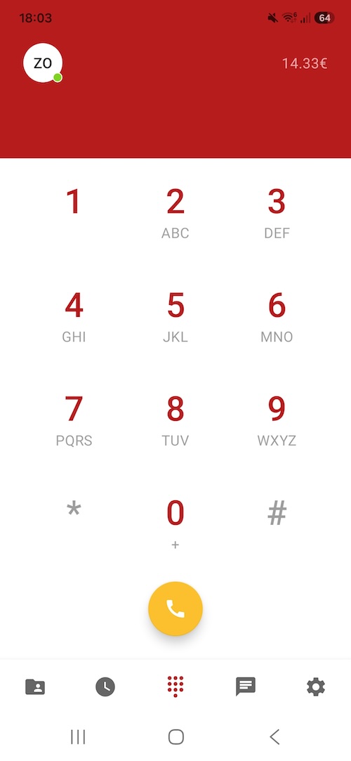 App softphone de Zadarma en el móvil