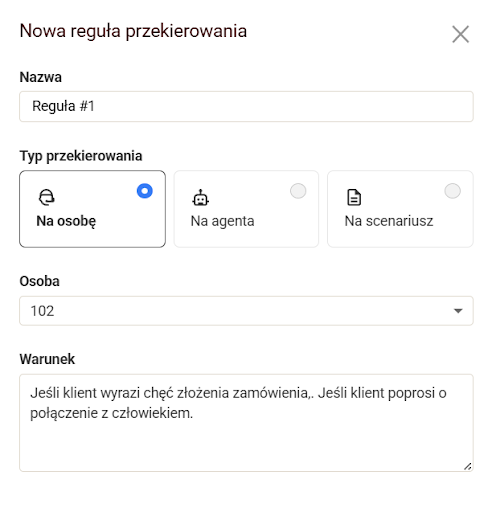 Nowa reguła przekierowania