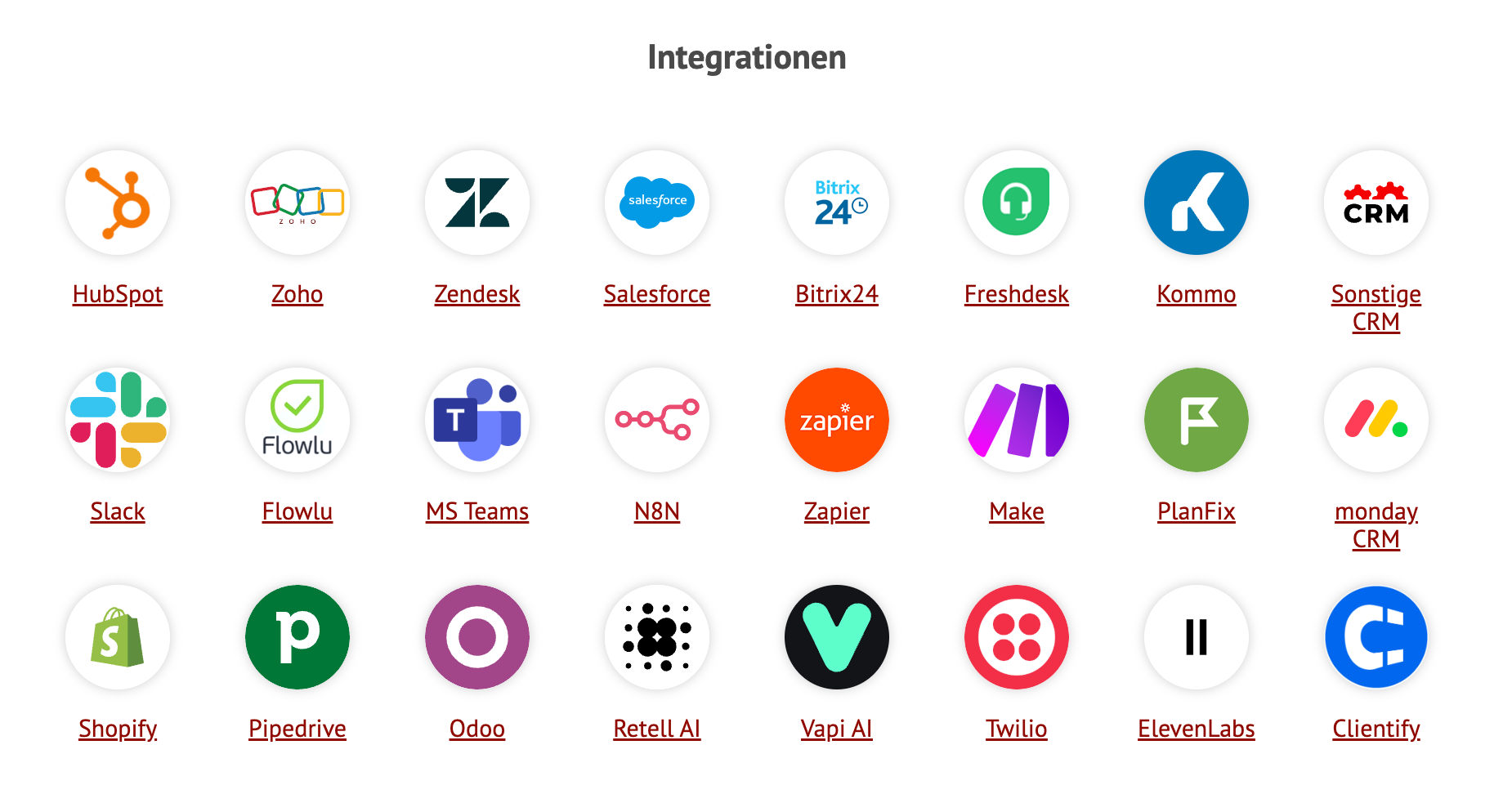 Zadarma PBX Integrationen