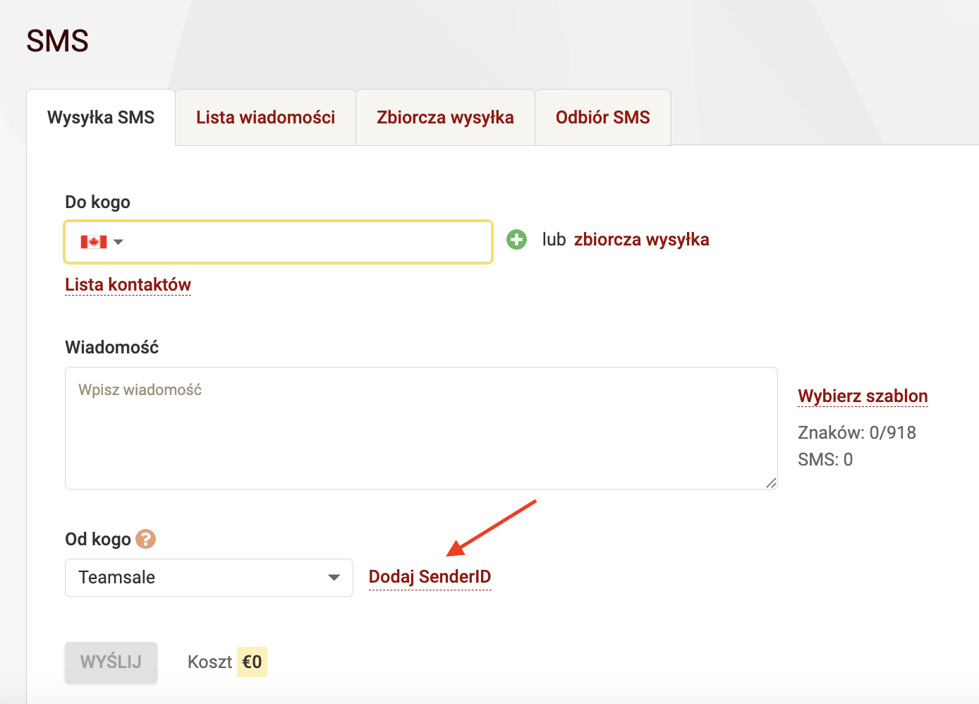 Dodaj  SenderID