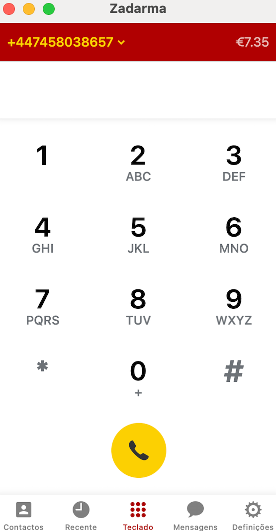  Zadarma para iOS teclado