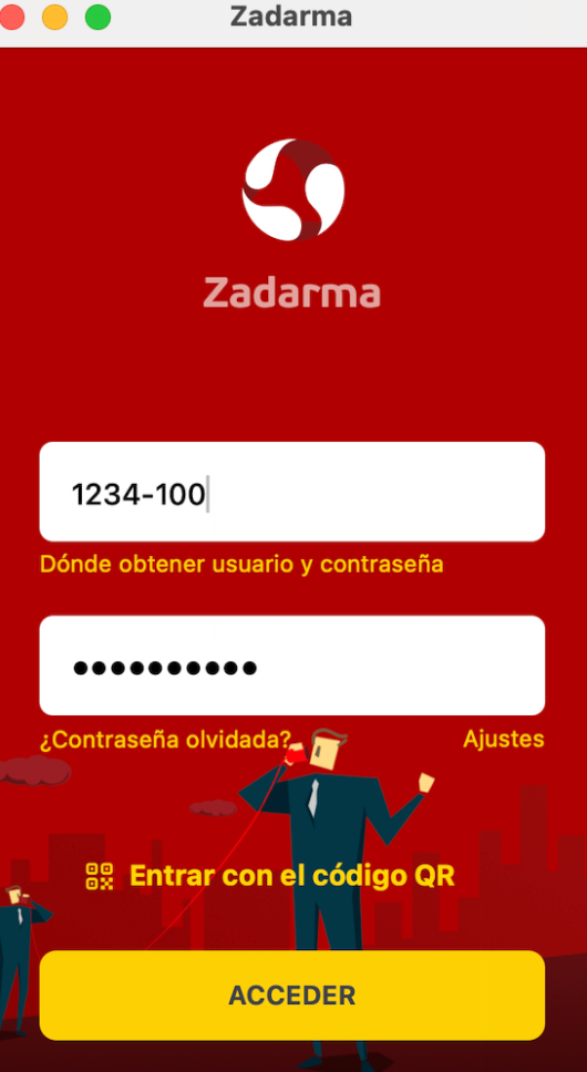Zadarma para iOS login