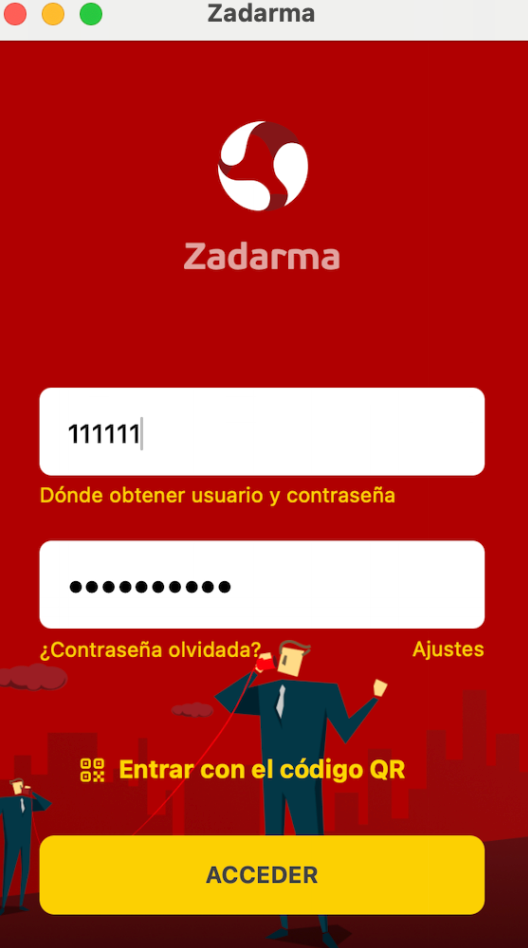 Zadarma para iOS entrar