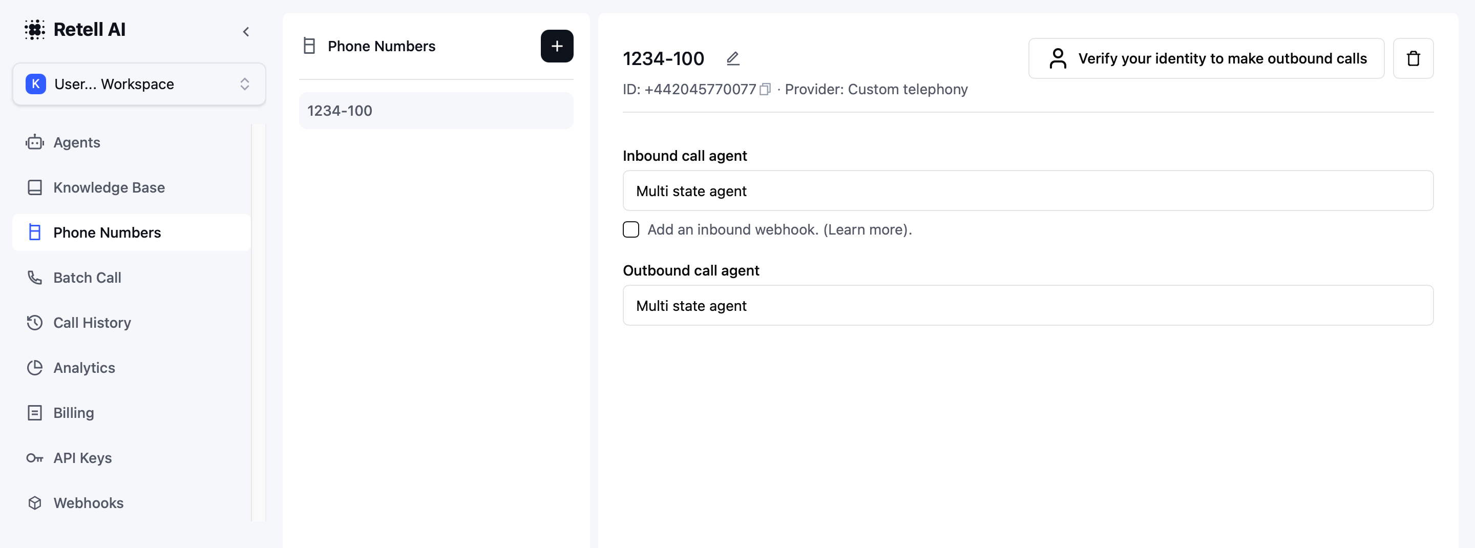 Sprachagent in Retell AI