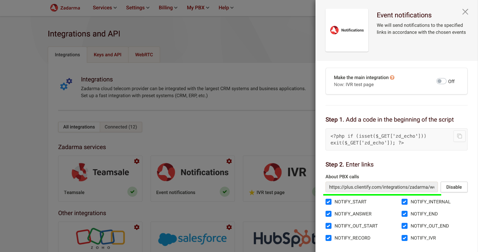Adding WEBHOOK URL