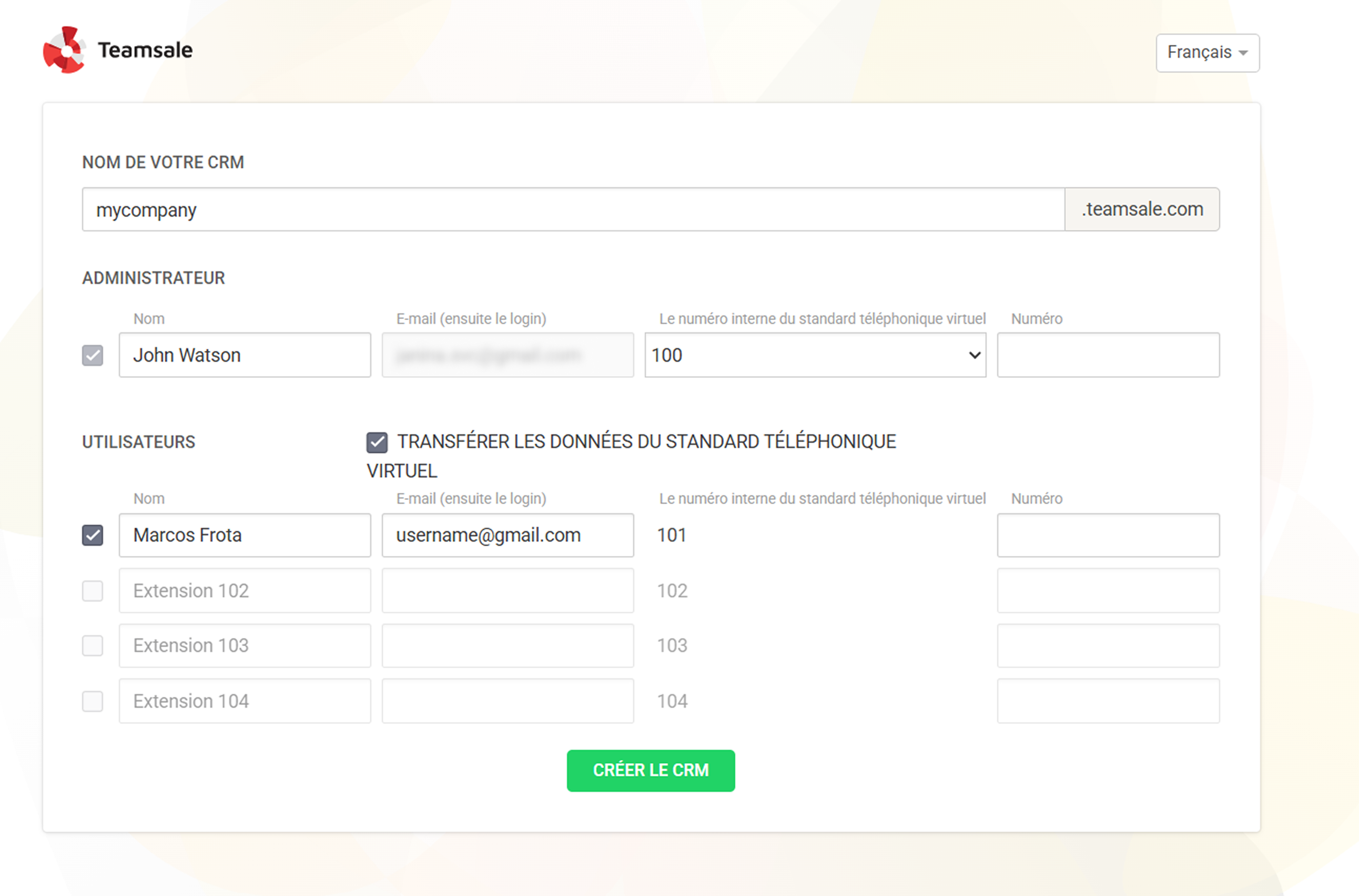 Ajouter un utilisateur CRM