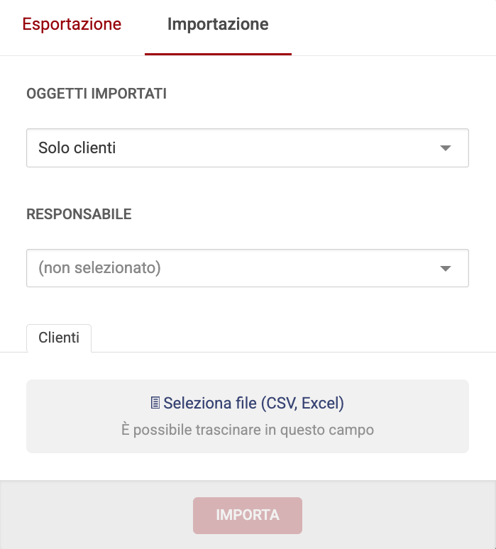 Importazione clienti