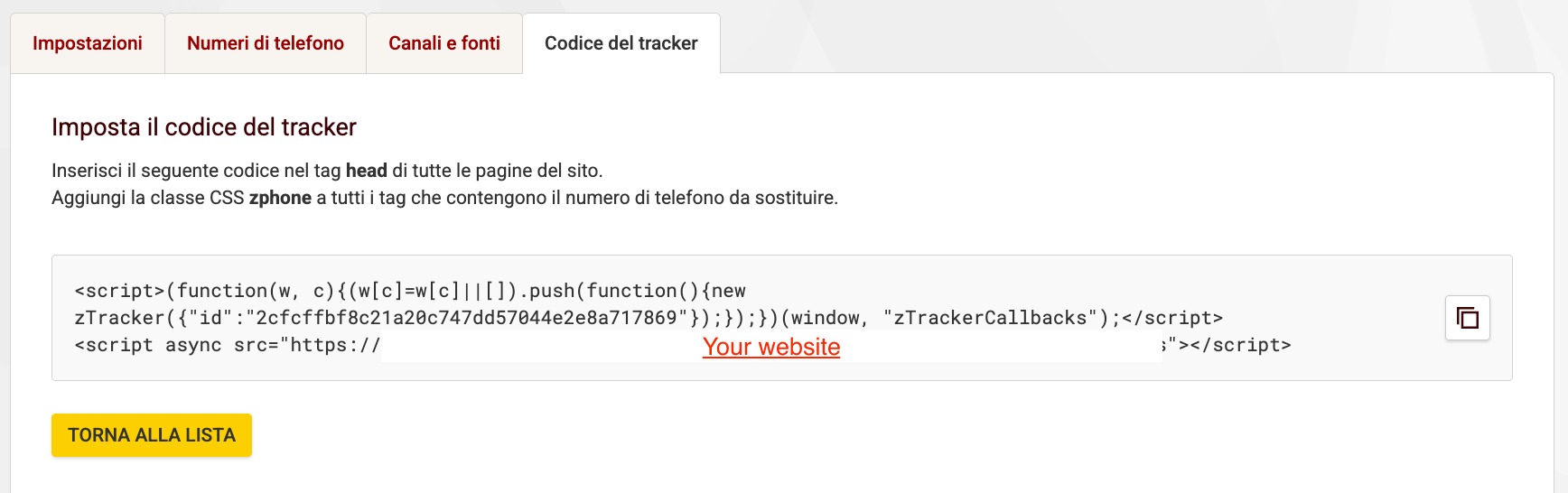Calltracking Tracker creato con successo