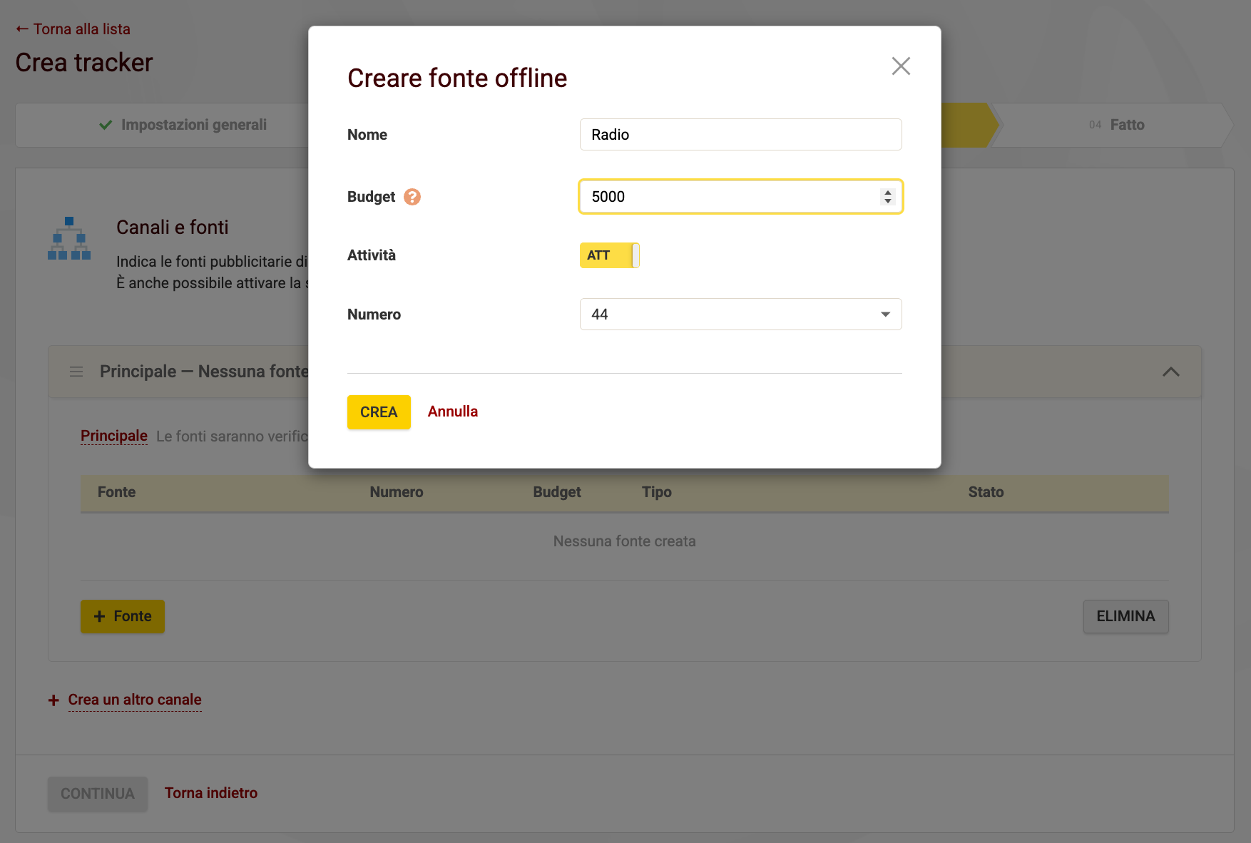 Call tracking statico
