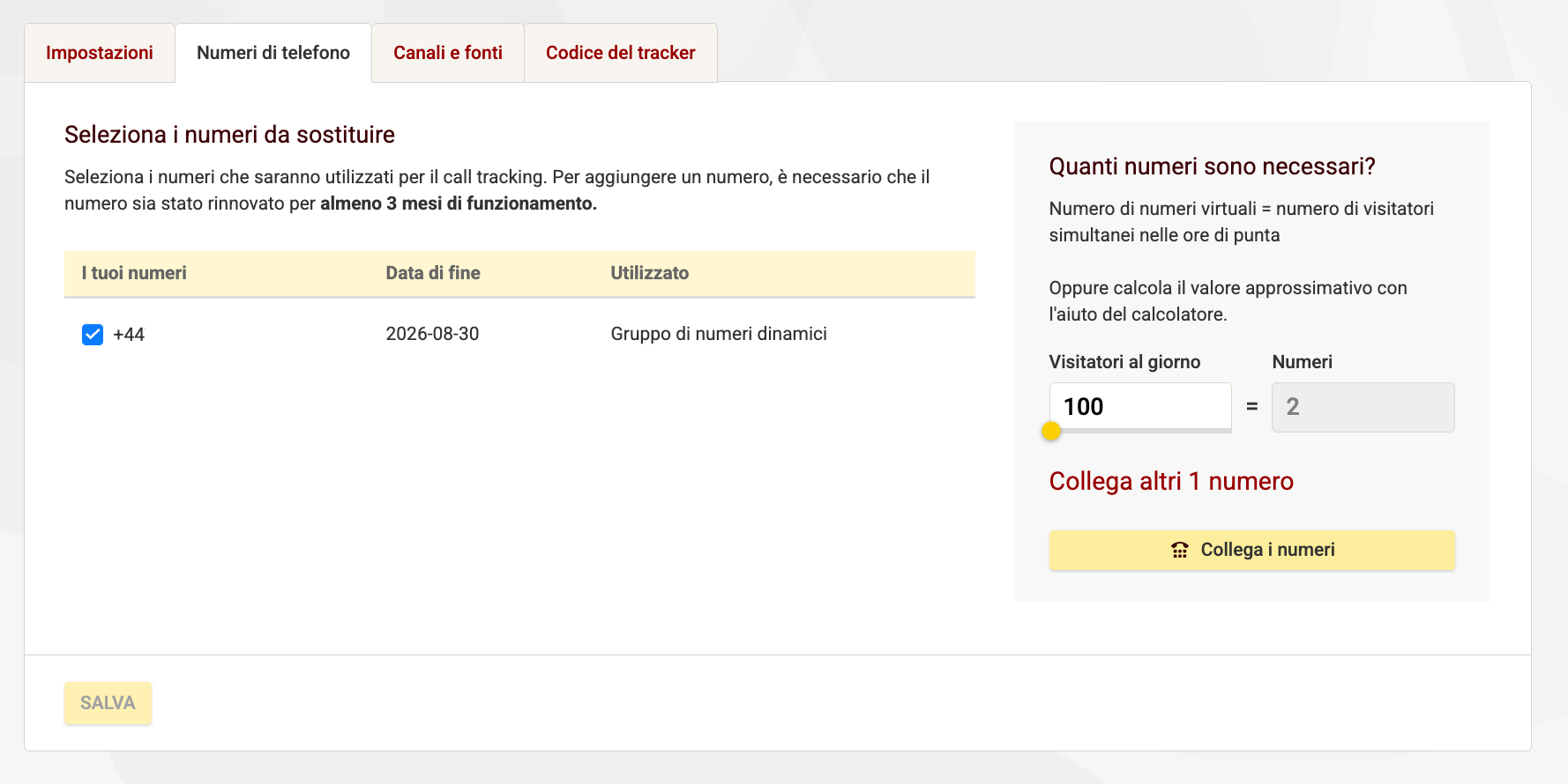 Call tracking numeri virtuali