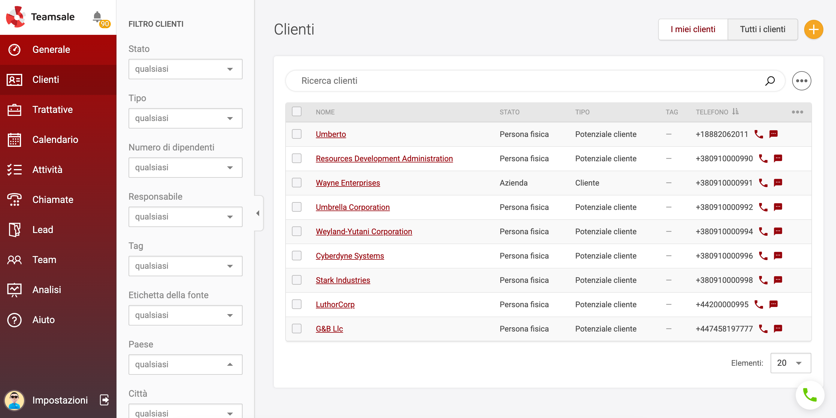 Clienti teamsale CRM