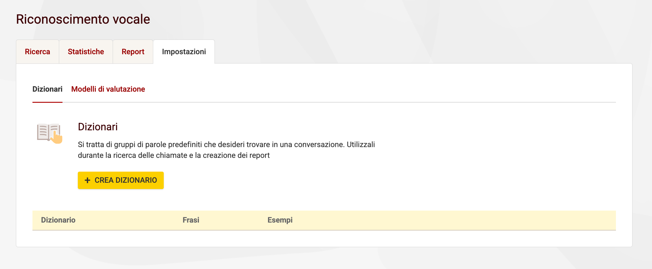 Impostazioni Speech Analytics Zadarma