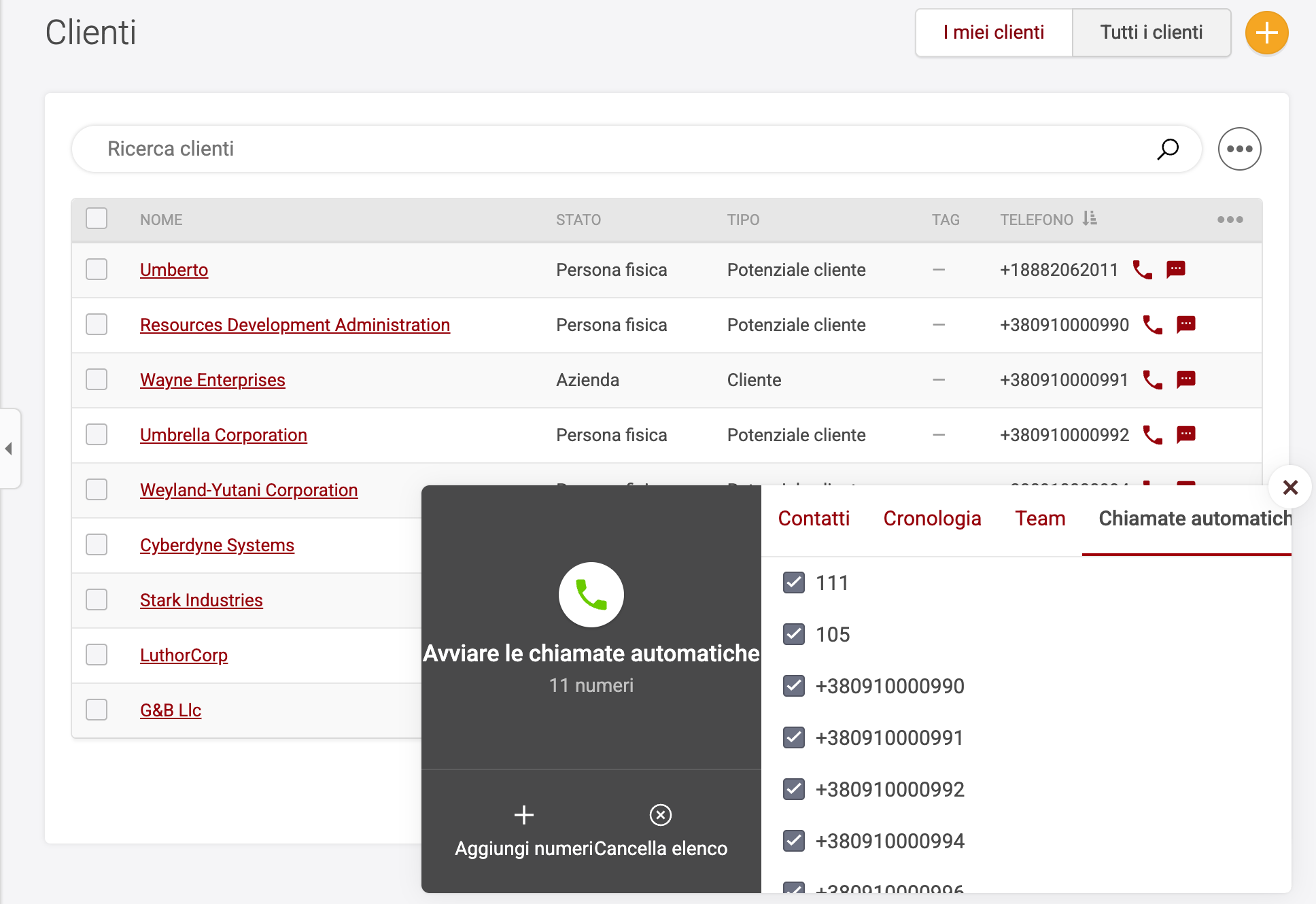Chiamate automatiche Teamsale CRM