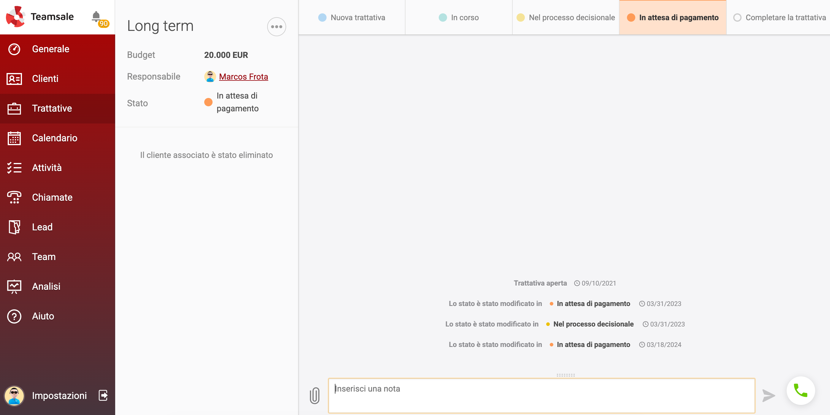questa trattativa teamsale