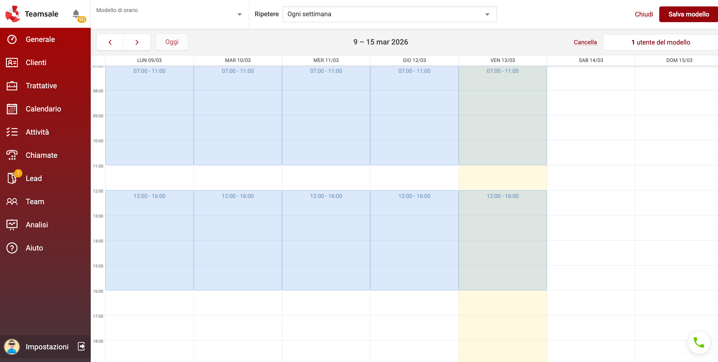L'orario di lavoro teamsale