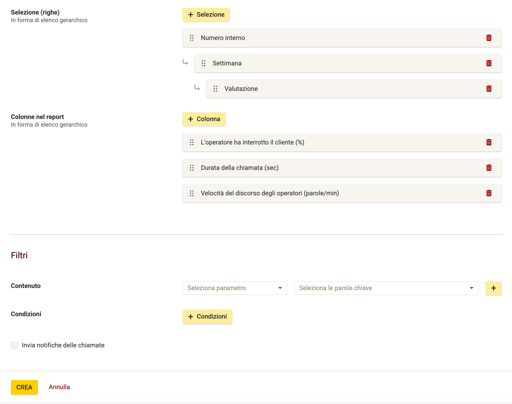 Rapporti Speech Analytics Zadarma