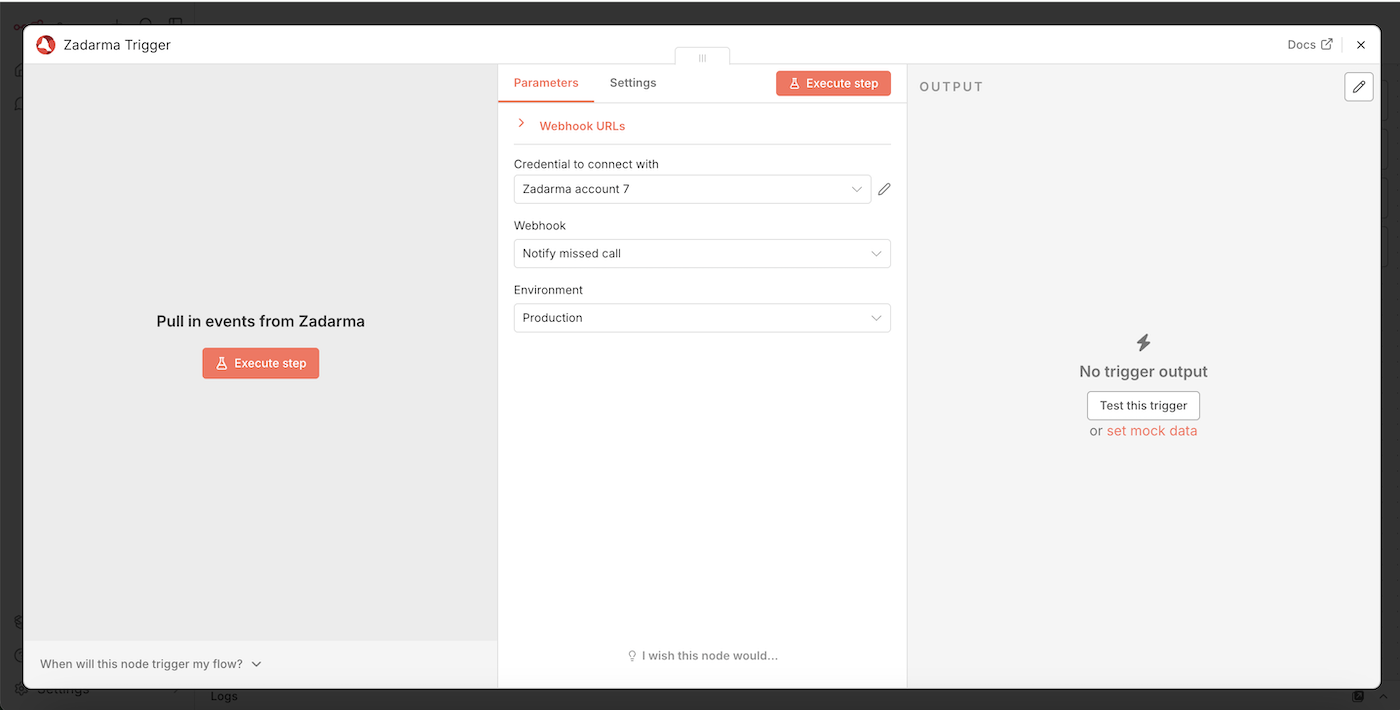 Webhook Notify missed call