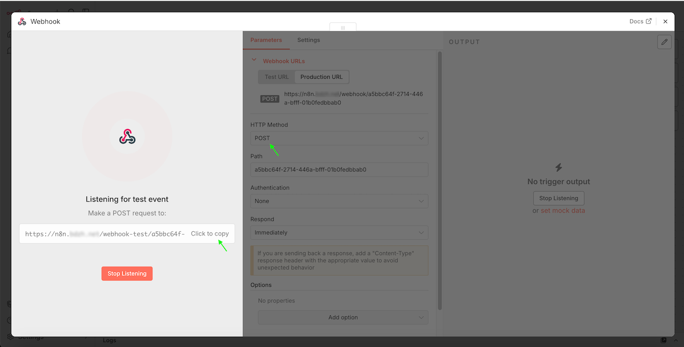 Webhook settings
