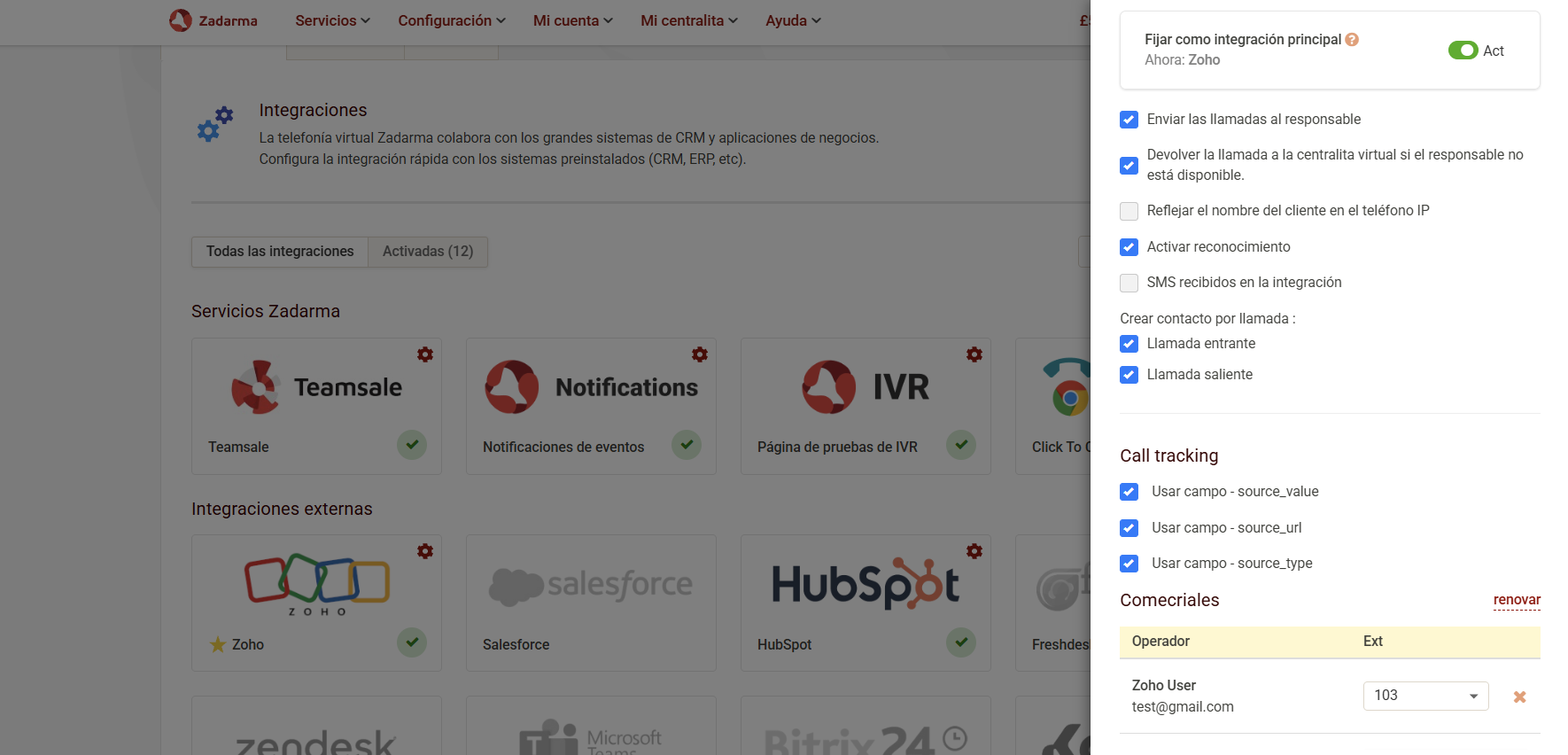 Asignación de números internos