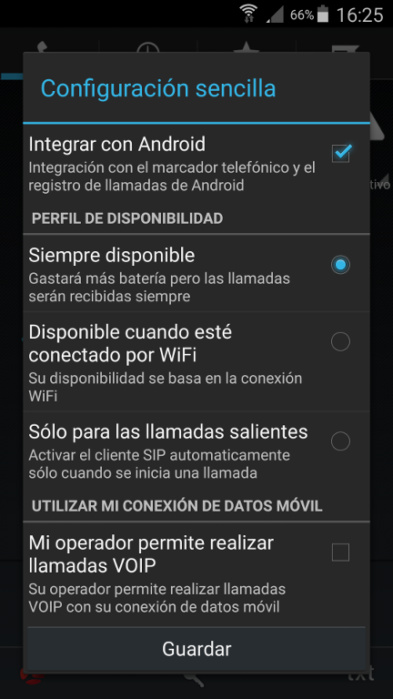 Zadarma para Android configuración