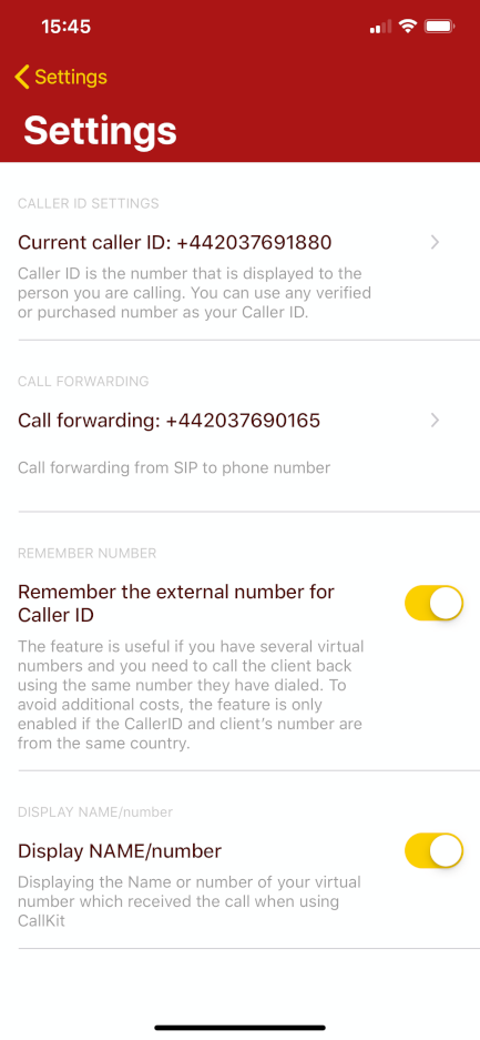 Call forwarding on iOS