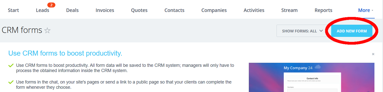 Add New CRM Form