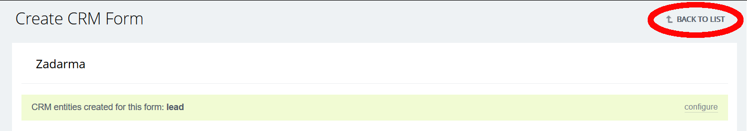Create CRM Form back to the list