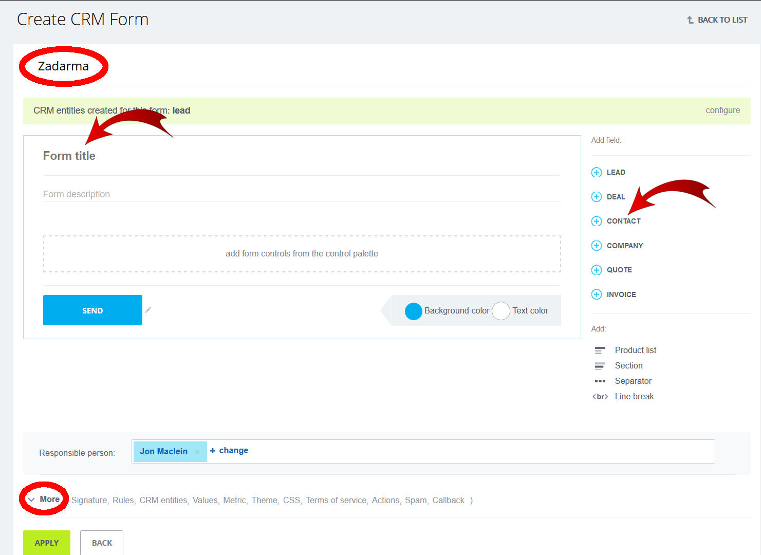 Telefono di contatto CRM