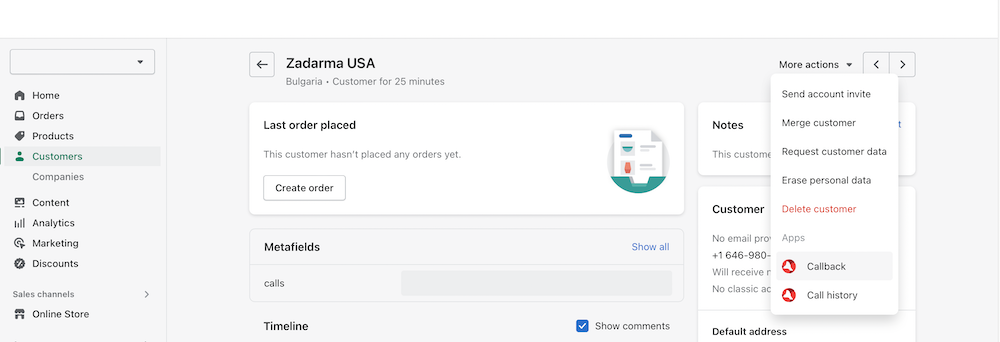 Shopify customer call