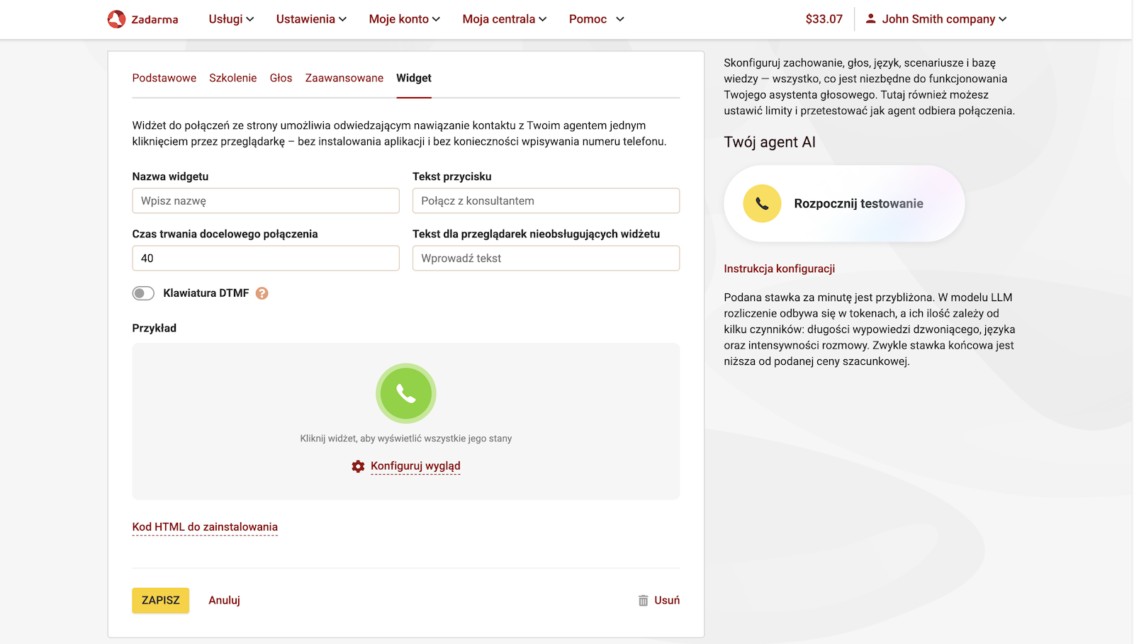 Przycisk Click to Cal