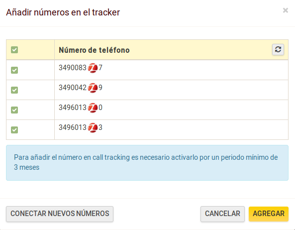 Añadir números en el tracker