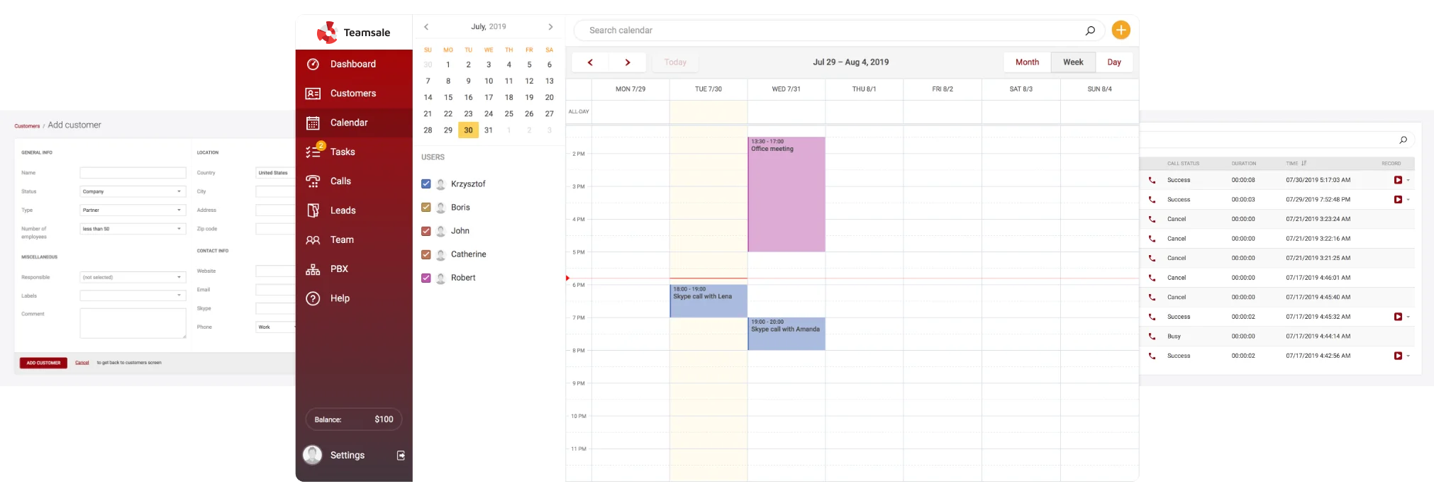 CRM interface